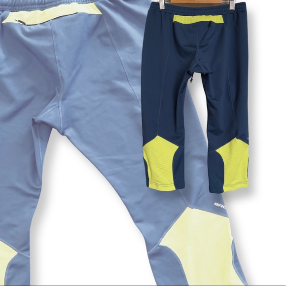 Brooks Running 7/8 Capri Track Pant Legging Navy / Neon - Picture 10 of 16